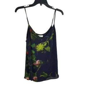 Aritzia Babaton Navy floral flowy tank